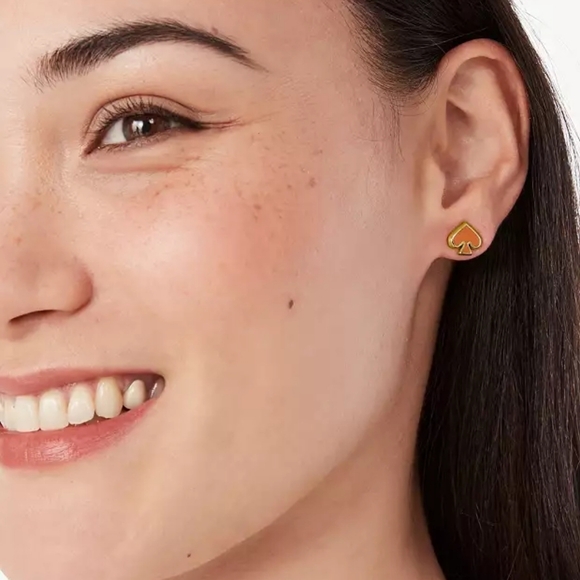 NWT Kate Spade Orange Everyday Spade Enamel Stud Earrings - Picture 2 of 4